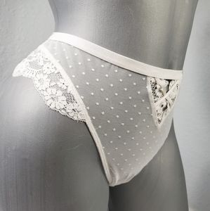 Coconut White Dream Angels Dot Mesh Lace Brazilian